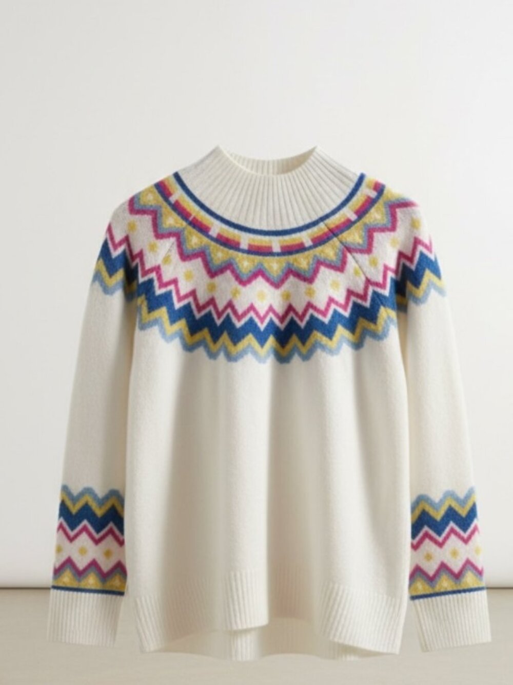 Vince Camuto Fair Isle Knit Sweater Women’s Multicolor Nordic Yoke Pullover